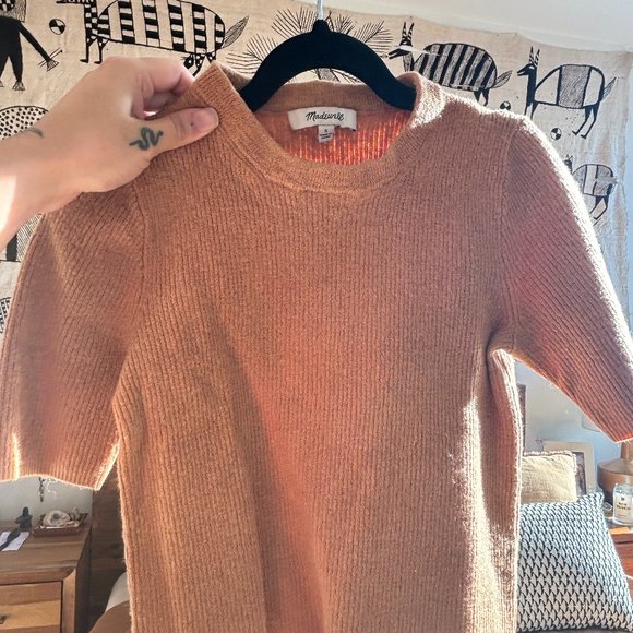 Chic Tan Madewell Ribbed Cropped Shirt - Picture 1 of 3